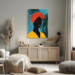 Vibrant Tropical Portrait in Artistic Poster PosterGoat