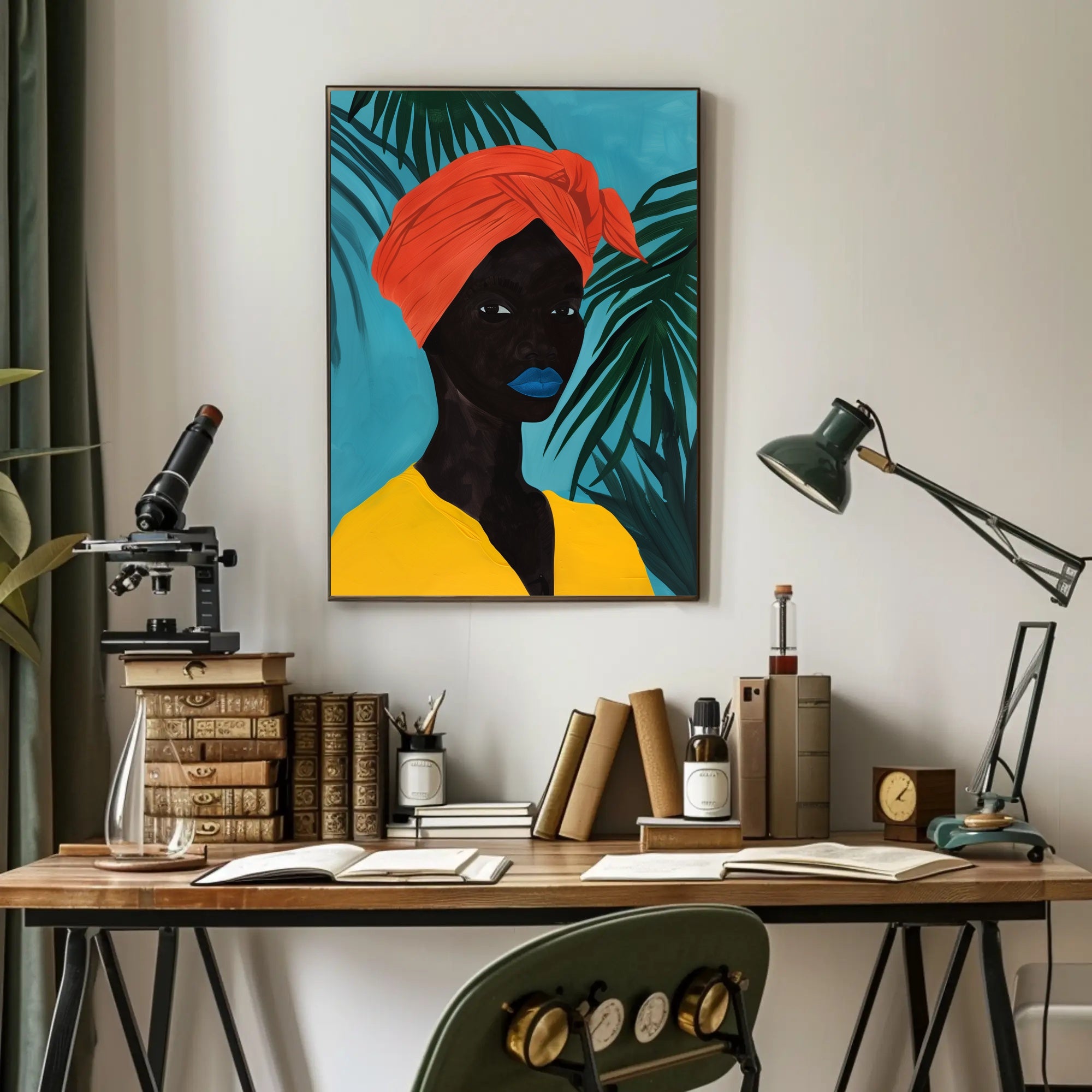 Vibrant Tropical Portrait in Artistic Poster PosterGoat