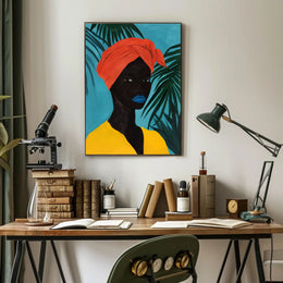 Vibrant Tropical Portrait in Artistic Poster PosterGoat