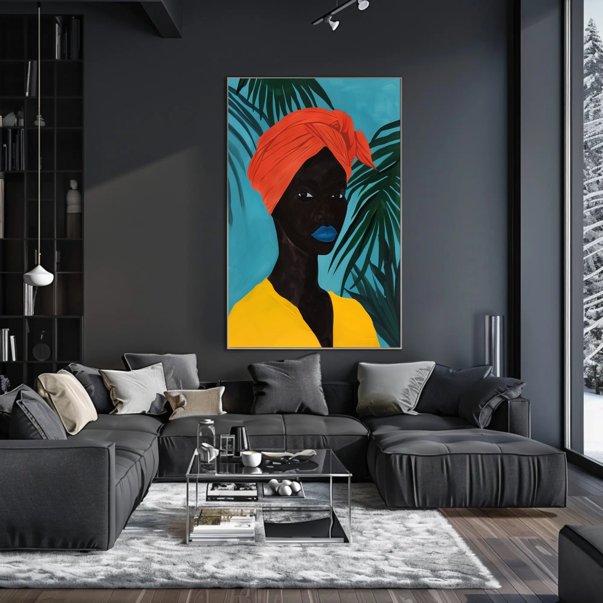 Vibrant Tropical Portrait in Artistic Poster PosterGoat