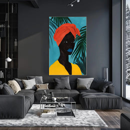Vibrant Tropical Portrait in Artistic Poster PosterGoat