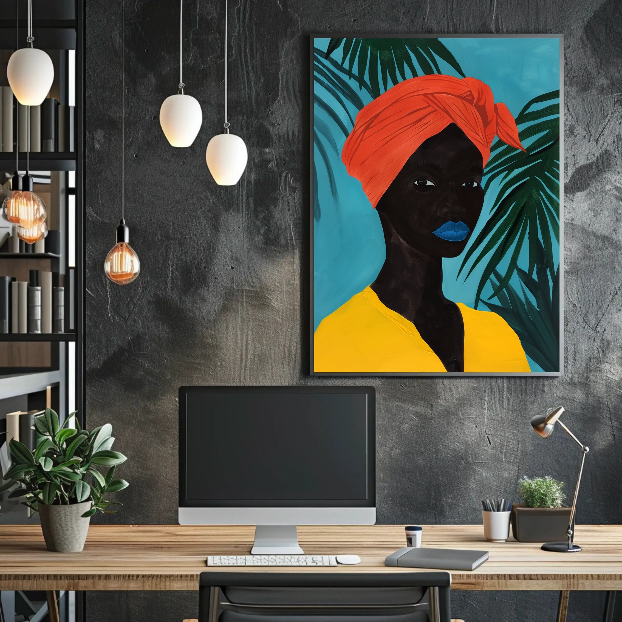 Vibrant Tropical Portrait in Artistic Poster PosterGoat