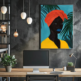 Vibrant Tropical Portrait in Artistic Poster PosterGoat