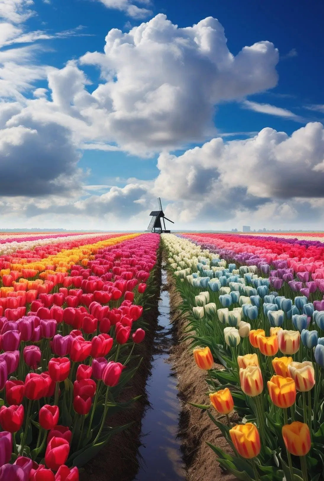Vibrant Tulip Field Scenic Beauty Travel Poster PosterGoat