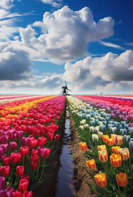 Vibrant Tulip Field Scenic Beauty Travel Poster PosterGoat