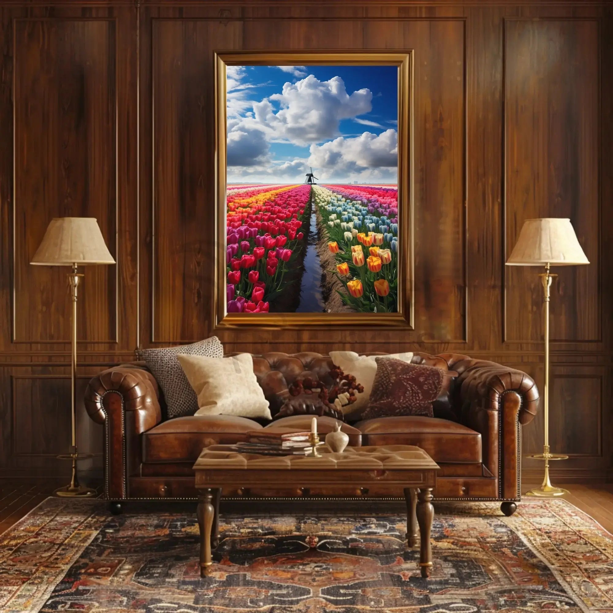 Vibrant Tulip Field Scenic Beauty Travel Poster PosterGoat