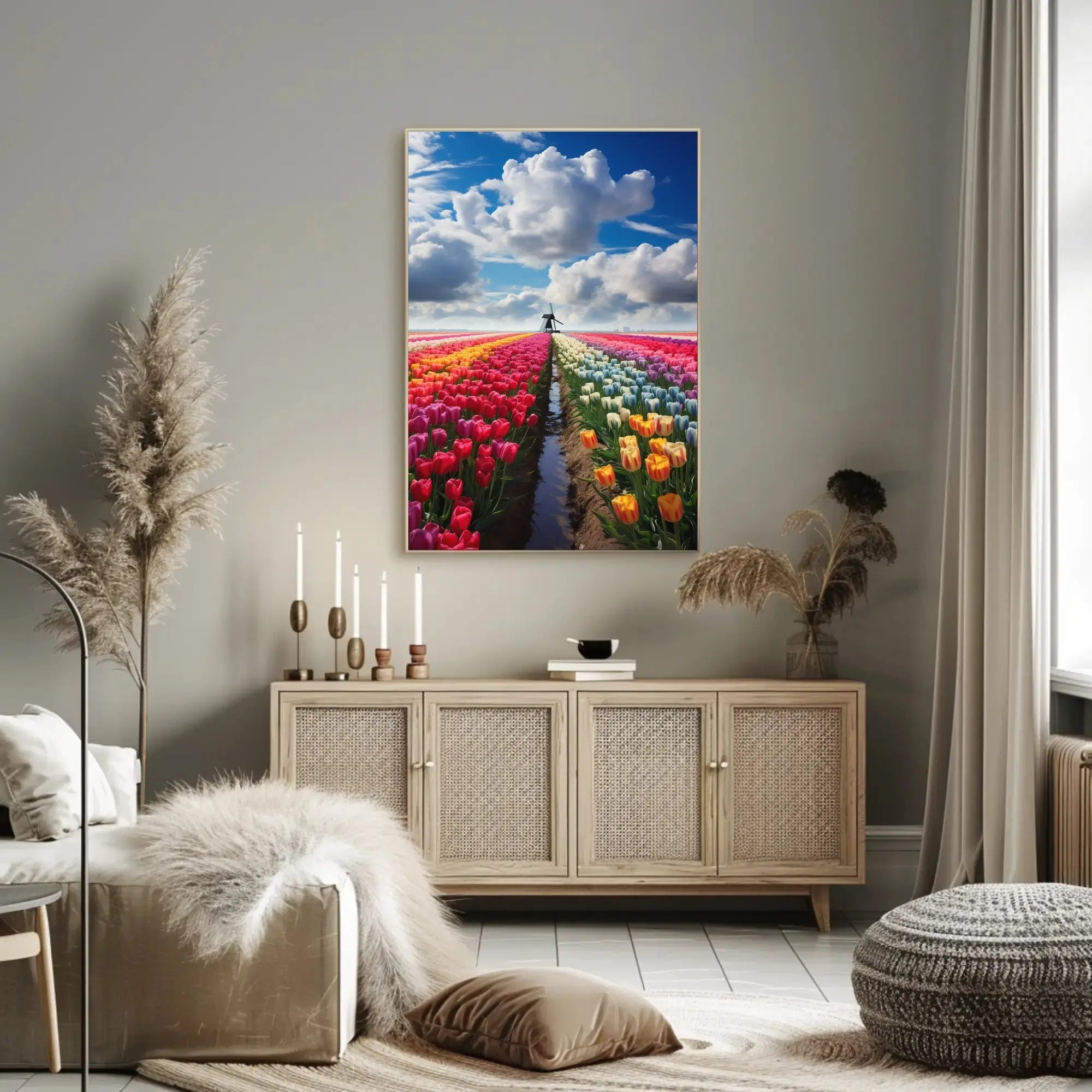 Vibrant Tulip Field Scenic Beauty Travel Poster PosterGoat
