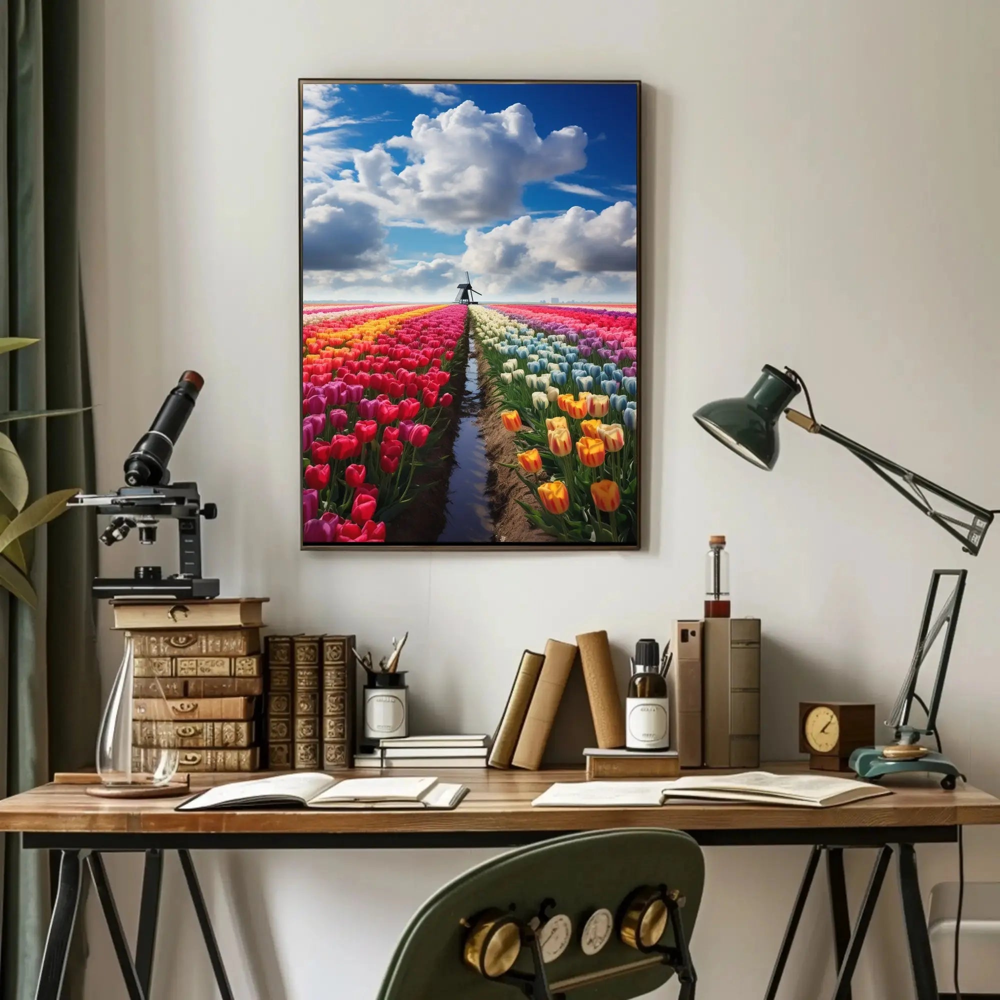 Vibrant Tulip Field Scenic Beauty Travel Poster PosterGoat