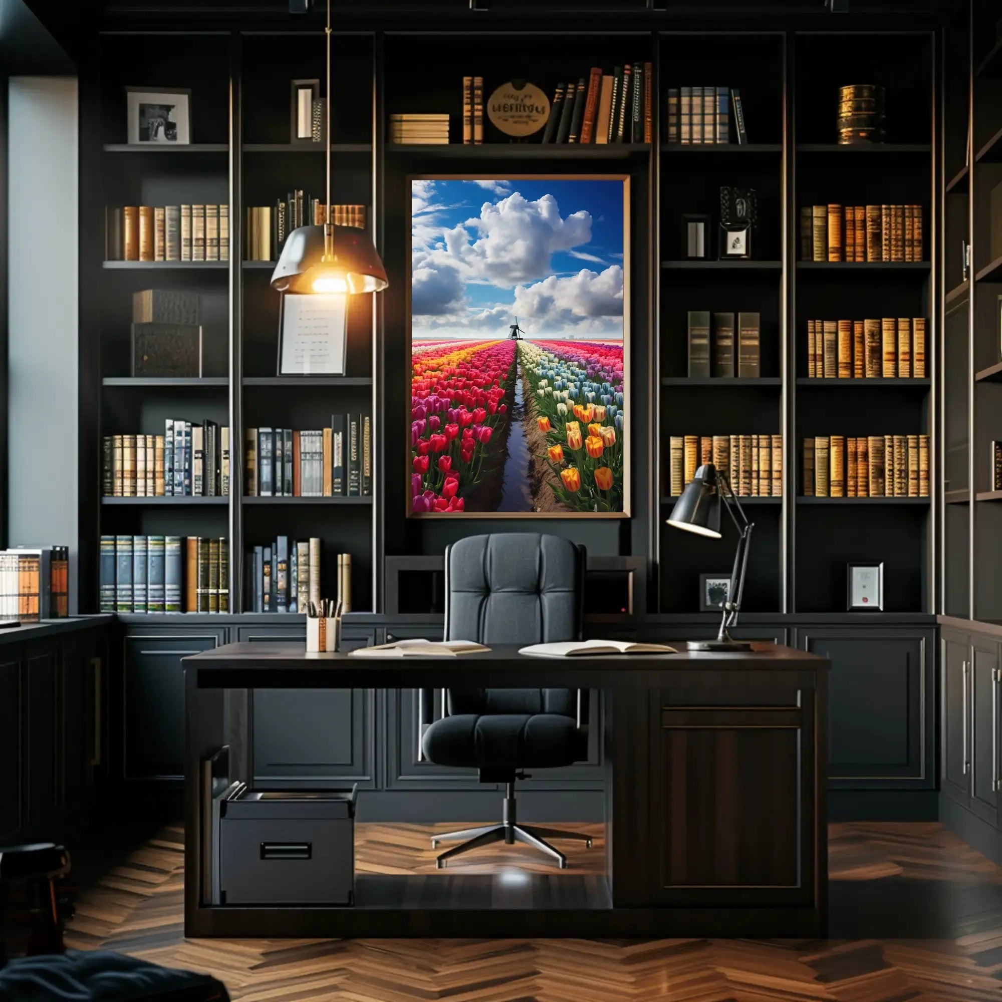 Vibrant Tulip Field Scenic Beauty Travel Poster PosterGoat