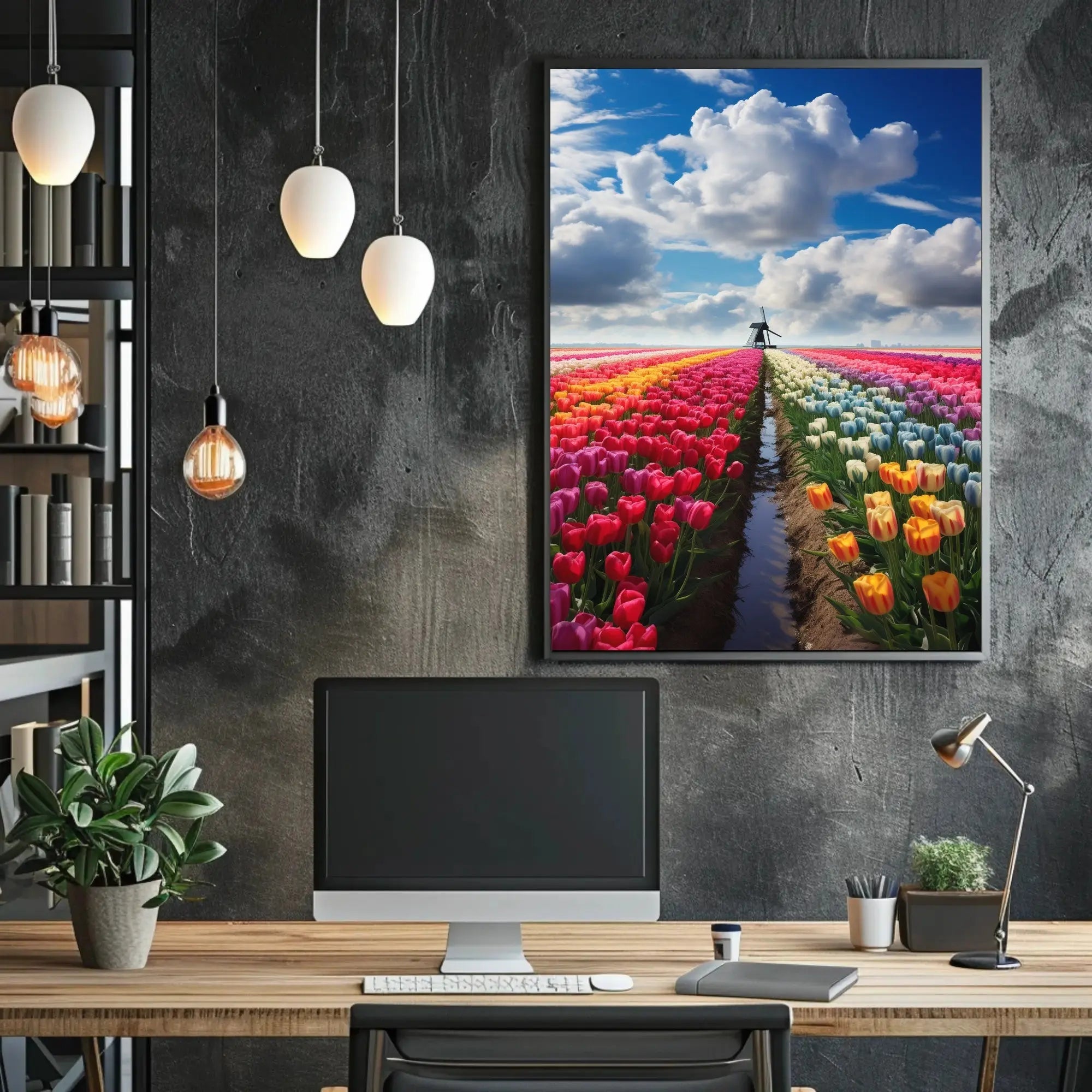 Vibrant Tulip Field Scenic Beauty Travel Poster PosterGoat
