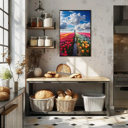 Vibrant Tulip Field Scenic Beauty Travel Poster PosterGoat