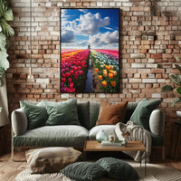 Vibrant Tulip Field Scenic Beauty Travel Poster PosterGoat