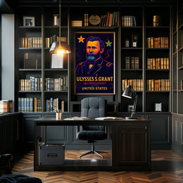 Vibrant Ulysses S. Grant Neon Historical or Presidential Poster PosterGoat