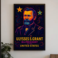 Vibrant Ulysses S. Grant Neon Historical or Presidential Poster PosterGoat
