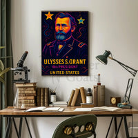 Vibrant Ulysses S. Grant Neon Historical or Presidential Poster PosterGoat