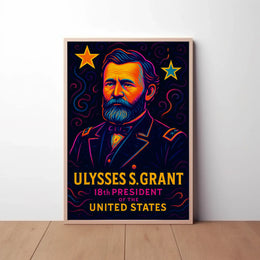 Vibrant Ulysses S. Grant Neon Historical or Presidential Poster PosterGoat