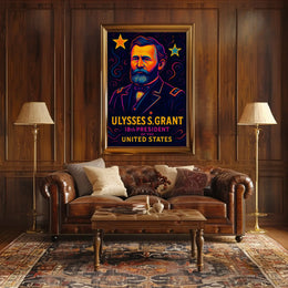 Vibrant Ulysses S. Grant Neon Historical or Presidential Poster PosterGoat