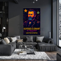 Vibrant Ulysses S. Grant Neon Historical or Presidential Poster PosterGoat