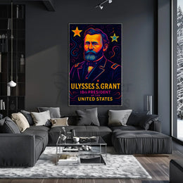Vibrant Ulysses S. Grant Neon Historical or Presidential Poster PosterGoat