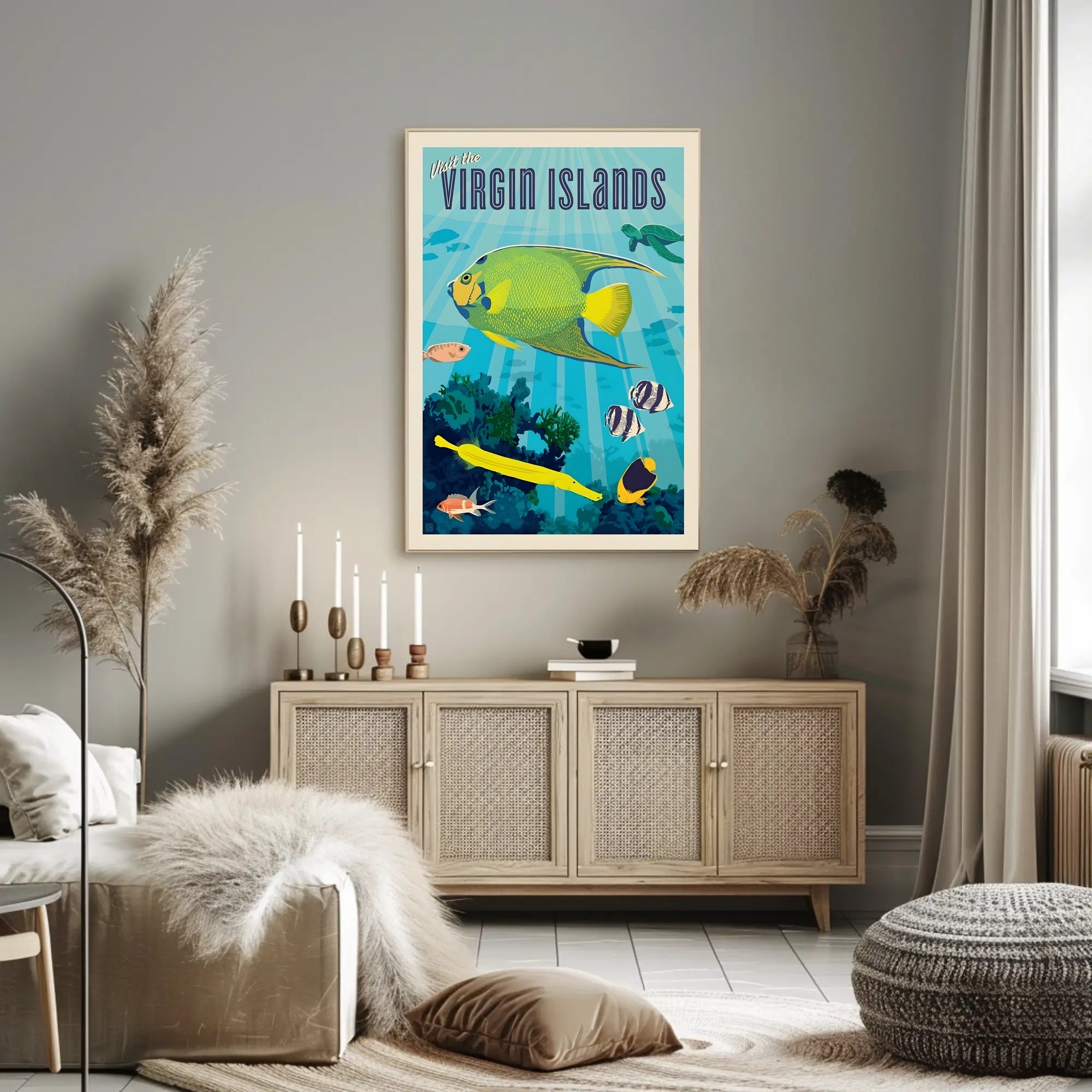 Vibrant Underwater Virgin Islands Adventure Travel Poster PosterGoat