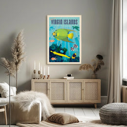 Vibrant Underwater Virgin Islands Adventure Travel Poster PosterGoat