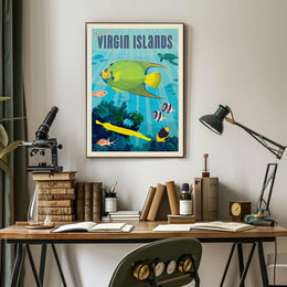 Vibrant Underwater Virgin Islands Adventure Travel Poster PosterGoat
