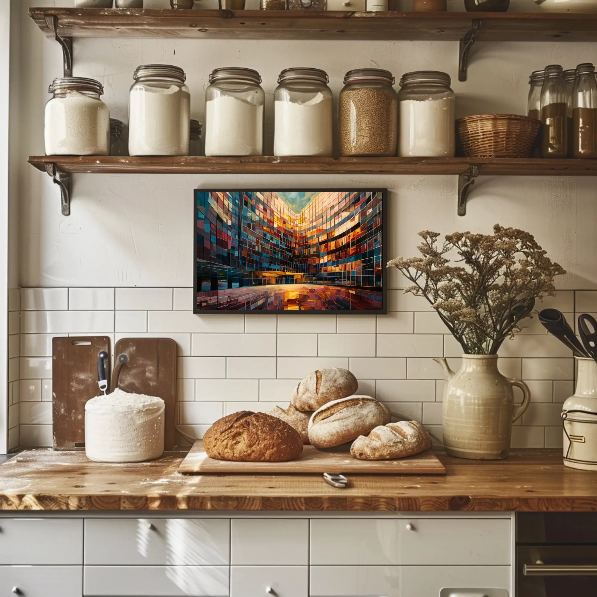 Vibrant Urban Architecture: Abstract Kaleidoscopic Design Urban or Cityscape Poster PosterGoat