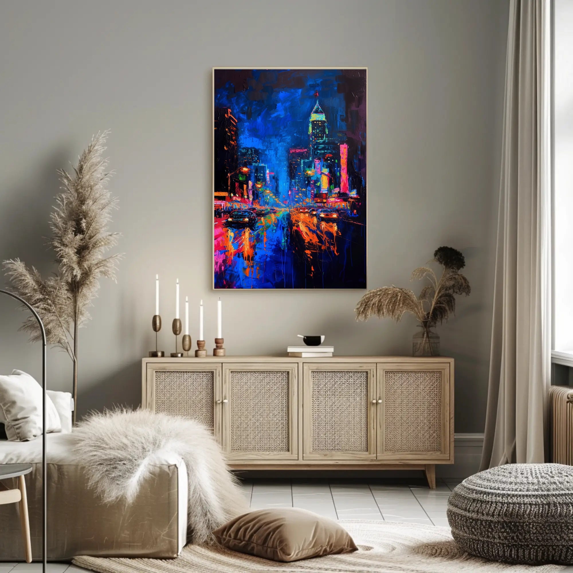 Vibrant Urban Nightlife Masterpiece: Urban or Cityscape Poster PosterGoat