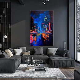 Vibrant Urban Nightlife Masterpiece: Urban or Cityscape Poster PosterGoat