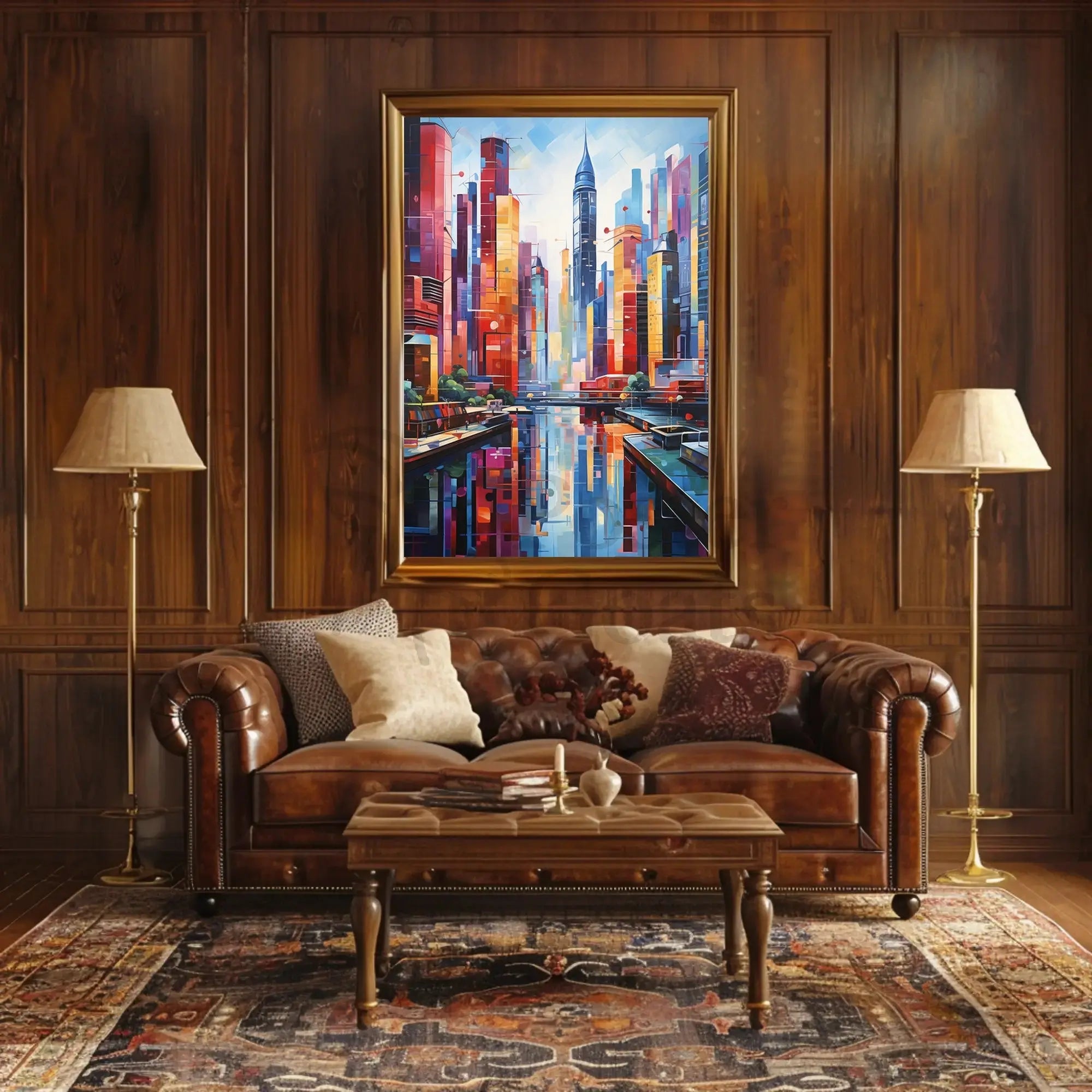 Vibrant Urban Skyscrapers Harmony Abstract, Artistic Poster PosterGoat