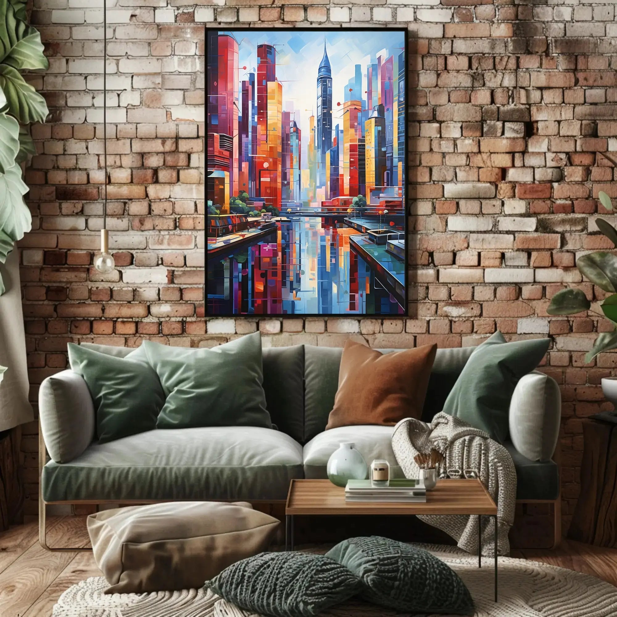 Vibrant Urban Skyscrapers Harmony Abstract, Artistic Poster PosterGoat