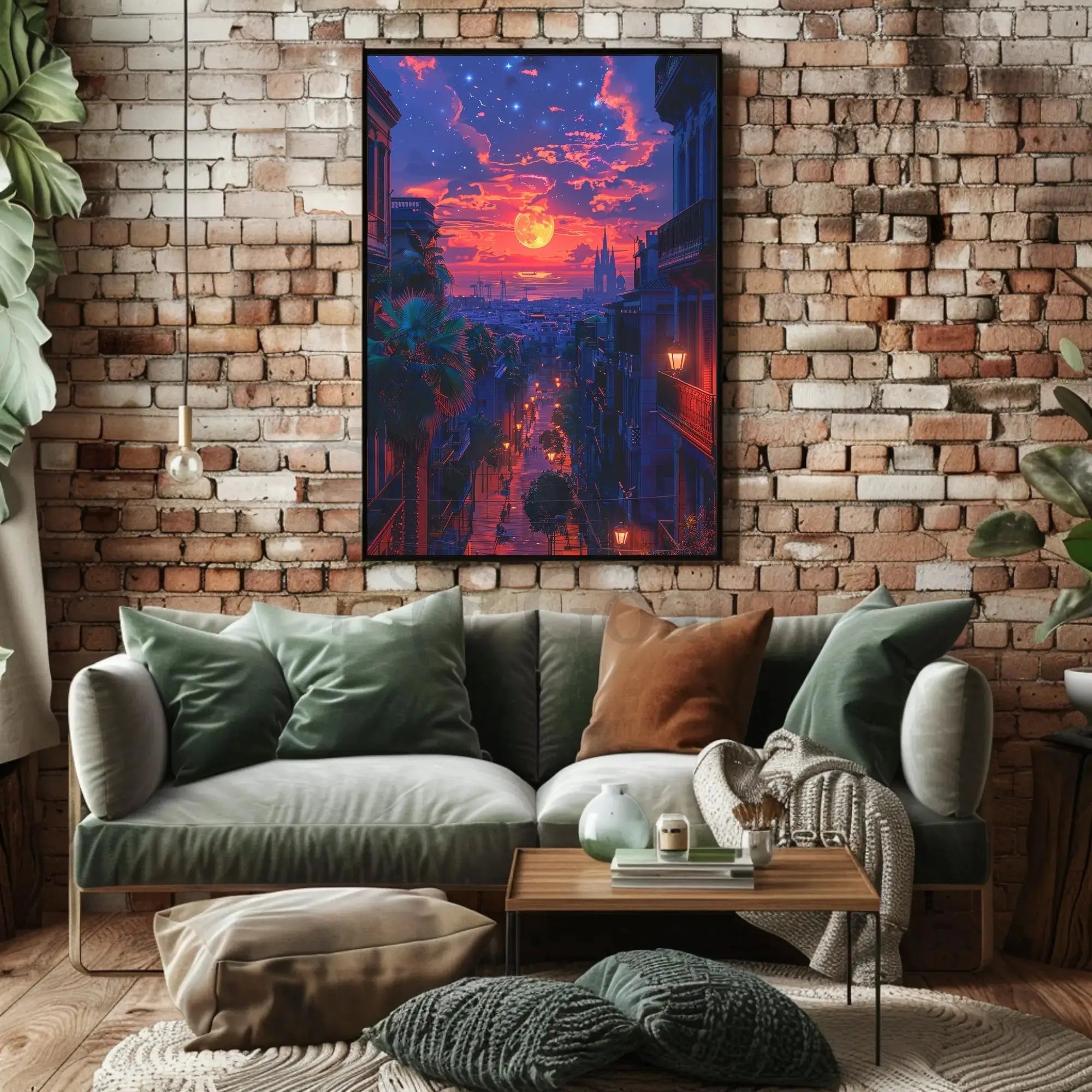 Vibrant Urban Sunset Scene with European Charm Travel Poster PosterGoat