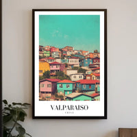 Vibrant Valparaíso Cityscape Vintage-Modern Urban or Cityscape Poster PosterGoat