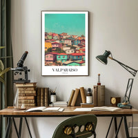 Vibrant Valparaíso Cityscape Vintage-Modern Urban or Cityscape Poster PosterGoat