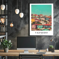 Vibrant Valparaíso Cityscape Vintage-Modern Urban or Cityscape Poster PosterGoat