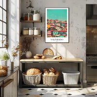Vibrant Valparaíso Cityscape Vintage-Modern Urban or Cityscape Poster PosterGoat
