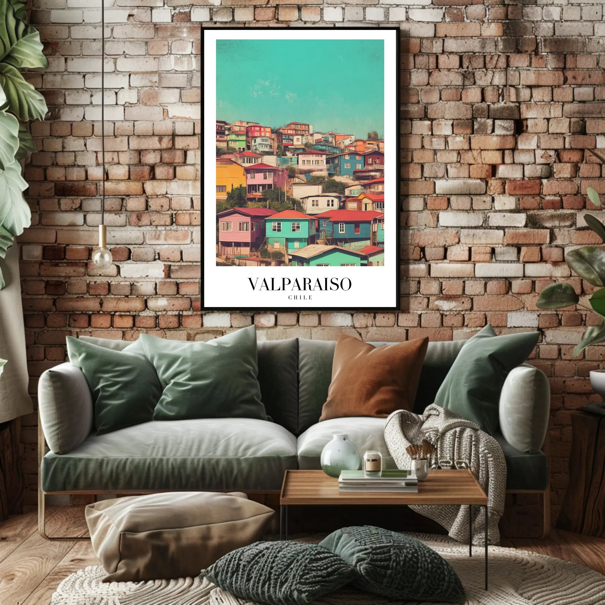 Vibrant Valparaíso Cityscape Vintage-Modern Urban or Cityscape Poster PosterGoat