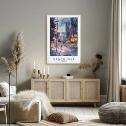 Vibrant Vancouver Watercolor Urban Scene Travel Poster PosterGoat