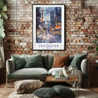 Vibrant Vancouver Watercolor Urban Scene Travel Poster PosterGoat