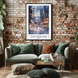 Vibrant Vancouver Watercolor Urban Scene Travel Poster PosterGoat
