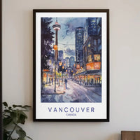 Vibrant Vancouver Watercolor Urban Scene Travel Poster PosterGoat