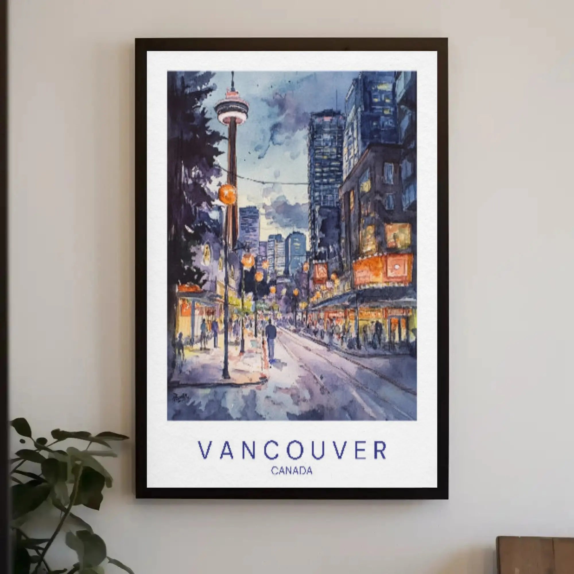 Vibrant Vancouver Watercolor Urban Scene Travel Poster PosterGoat