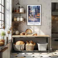 Vibrant Vancouver Watercolor Urban Scene Travel Poster PosterGoat