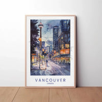 Vibrant Vancouver Watercolor Urban Scene Travel Poster PosterGoat