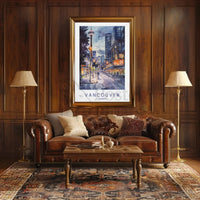 Vibrant Vancouver Watercolor Urban Scene Travel Poster PosterGoat