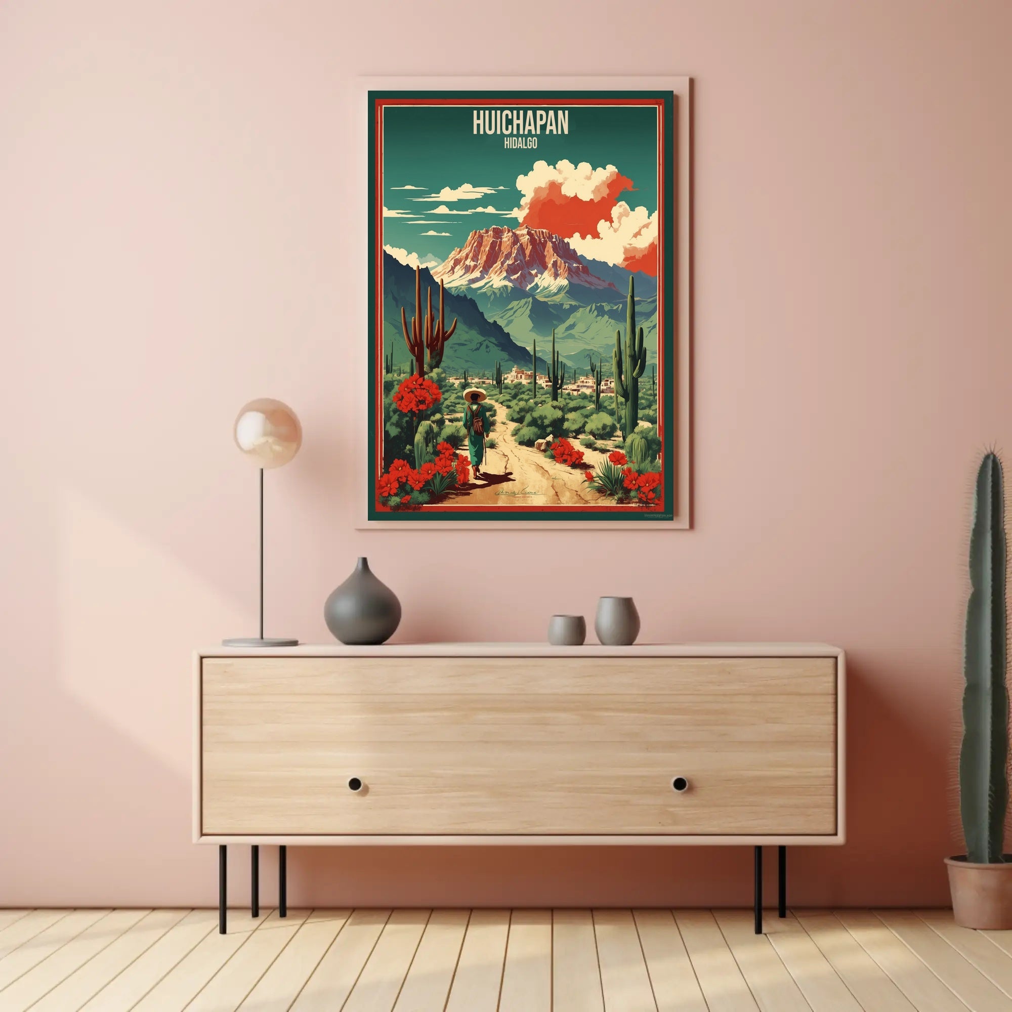Vibrant Vintage Travel Art Poster of Huichapan, Mexico PosterGoat
