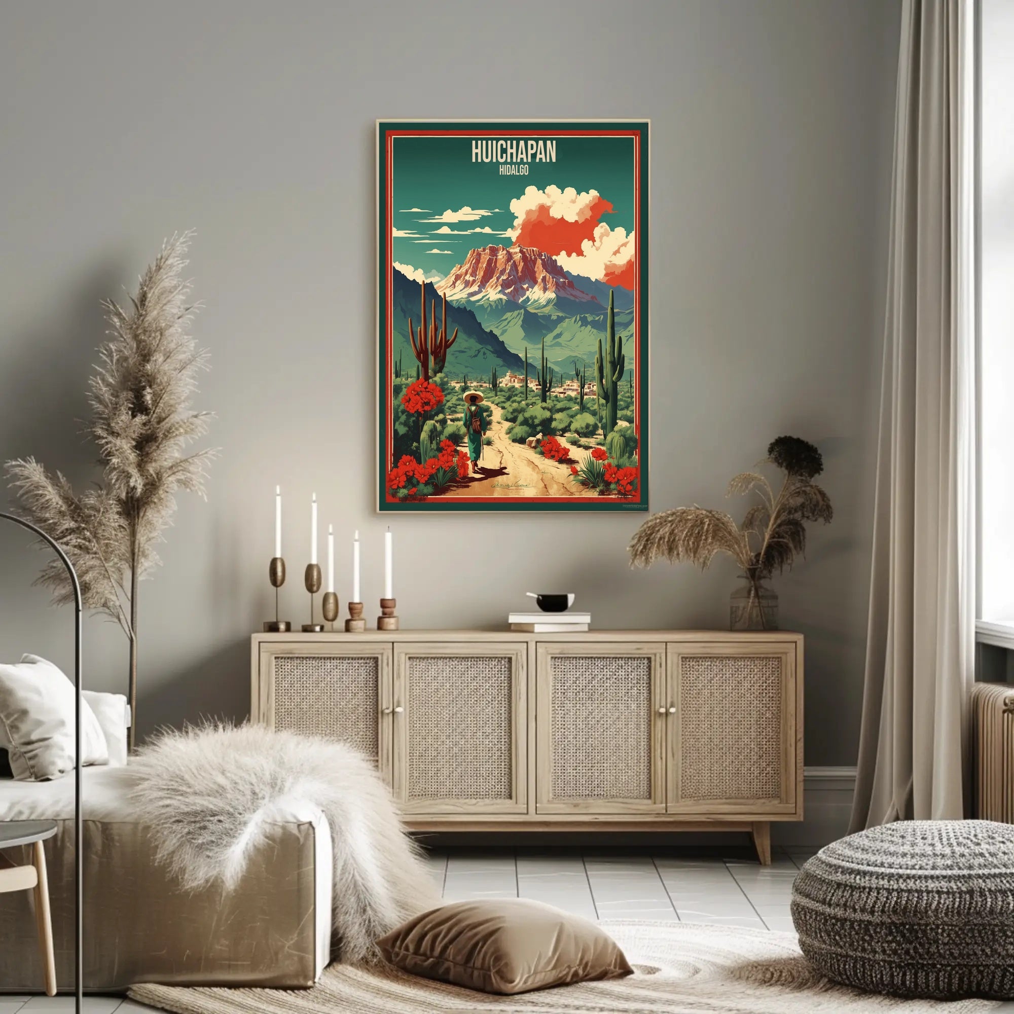 Vibrant Vintage Travel Art Poster of Huichapan, Mexico PosterGoat