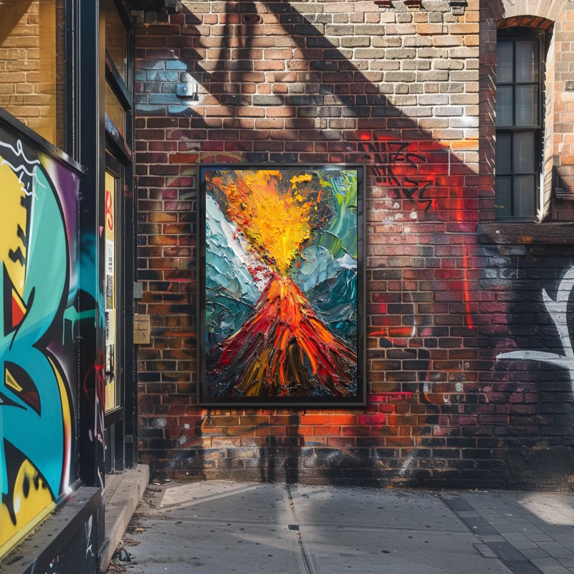 Vibrant Volcanic Eruption Art: Abstract or Artistic Poster PosterGoat