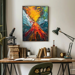 Vibrant Volcanic Eruption Art: Abstract or Artistic Poster PosterGoat