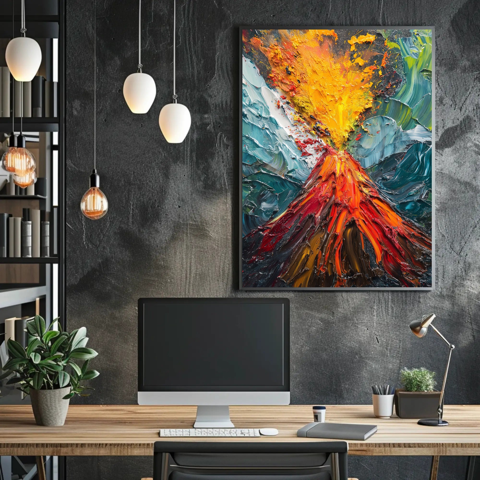 Vibrant Volcanic Eruption Art: Abstract or Artistic Poster PosterGoat